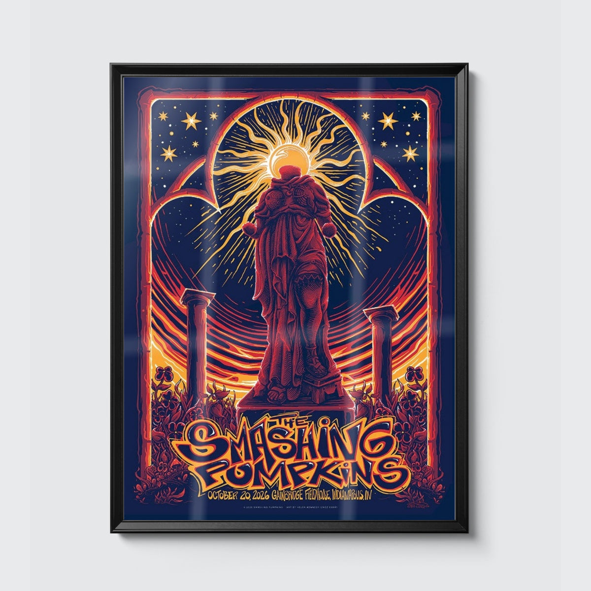 The Smashing Pumpkins Indianapolis October 20, 2026 (Show Edition) poster, framed on the wall