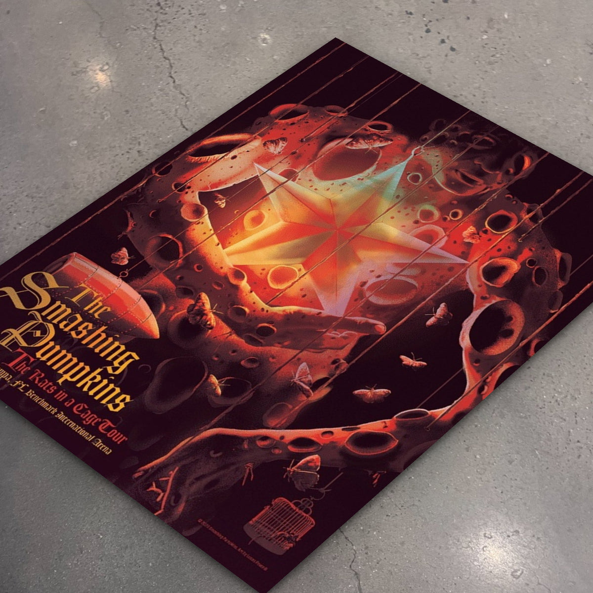 The Smashing Pumpkins Tampa October 18, 2026 (Foil Edition) poster, flat lay