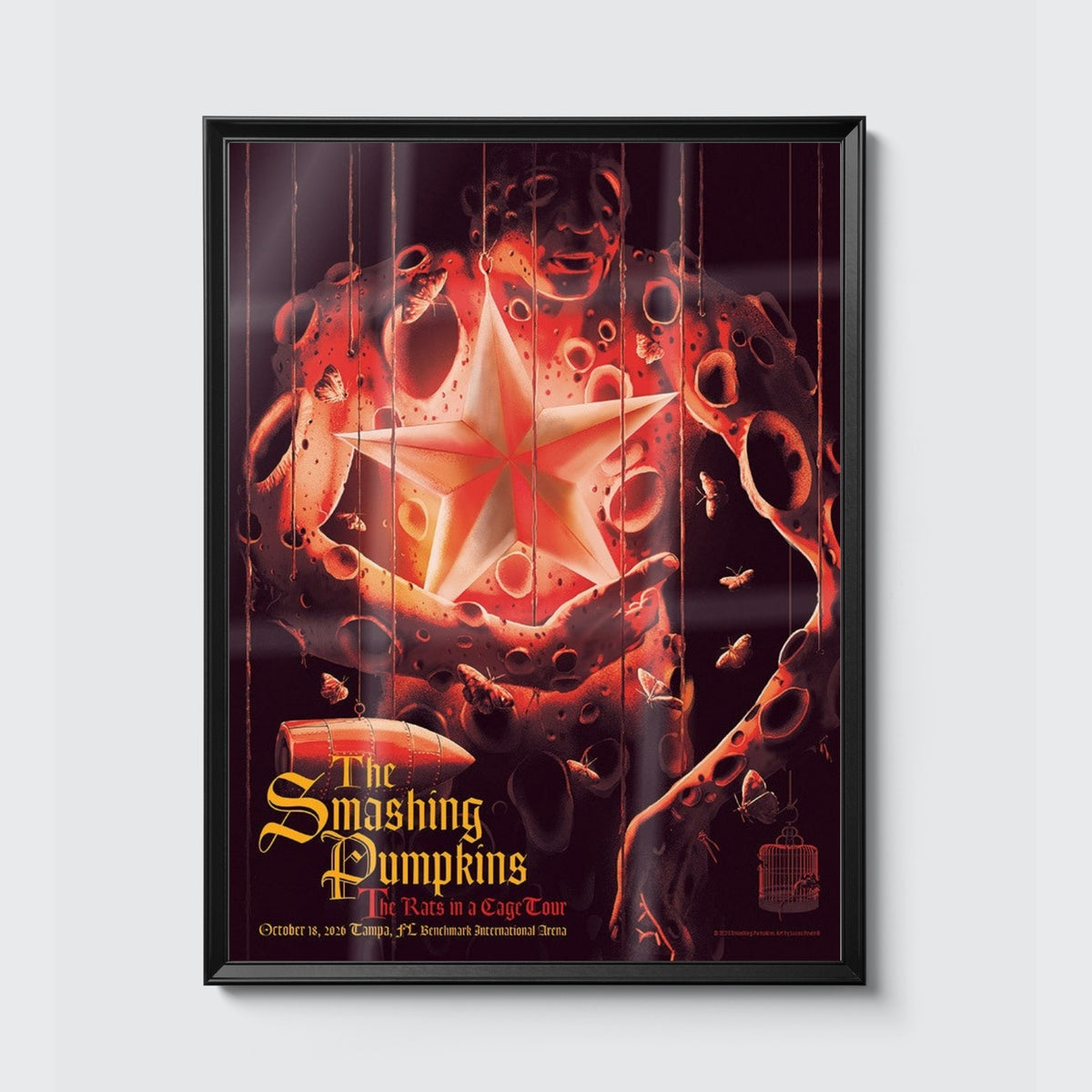 The Smashing Pumpkins Tampa October 18, 2026 (Show Edition) poster, framed on the wall