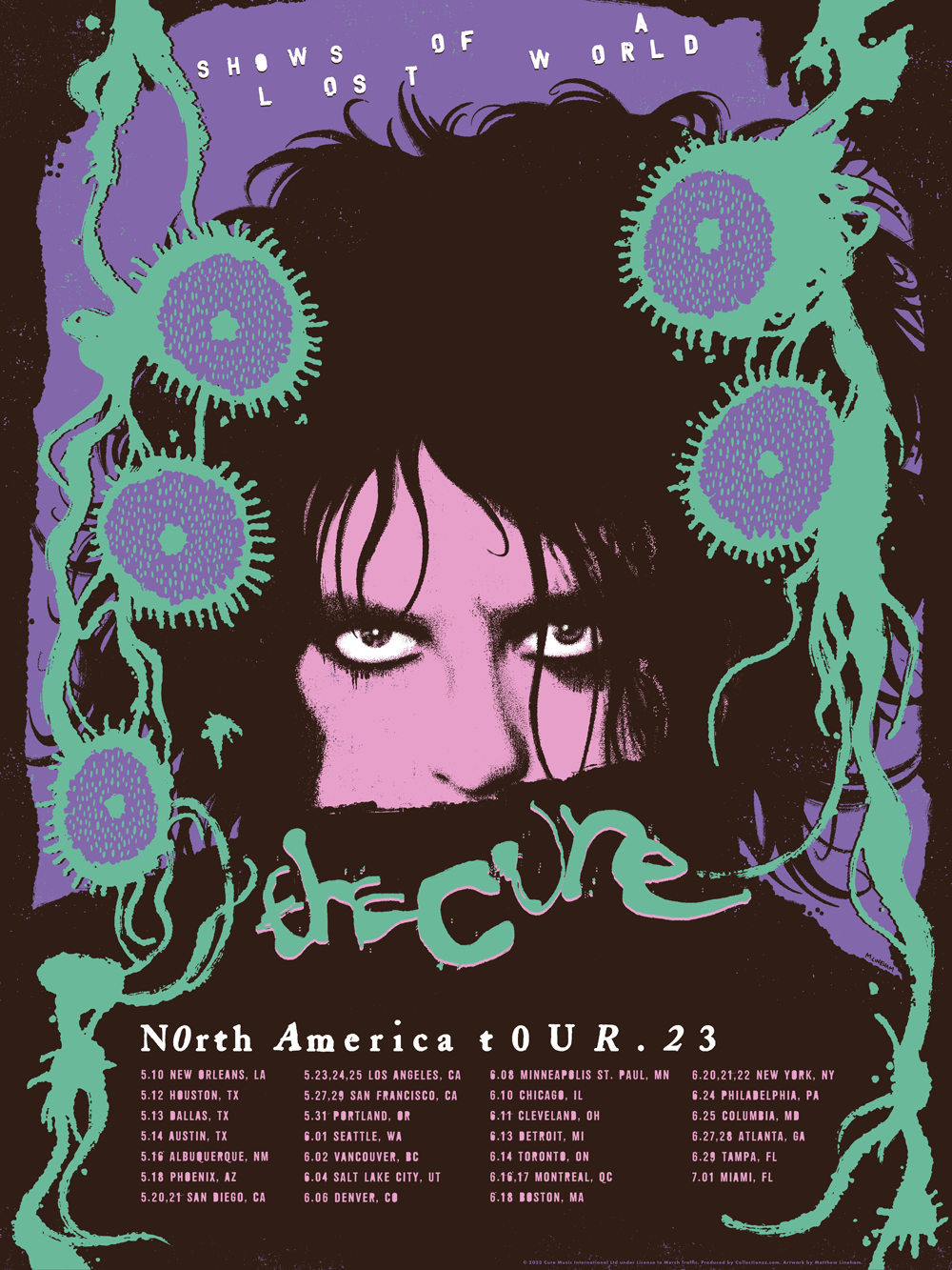 The Cure Shows of a Lost World Tour 2023 Posters (Set of 6)