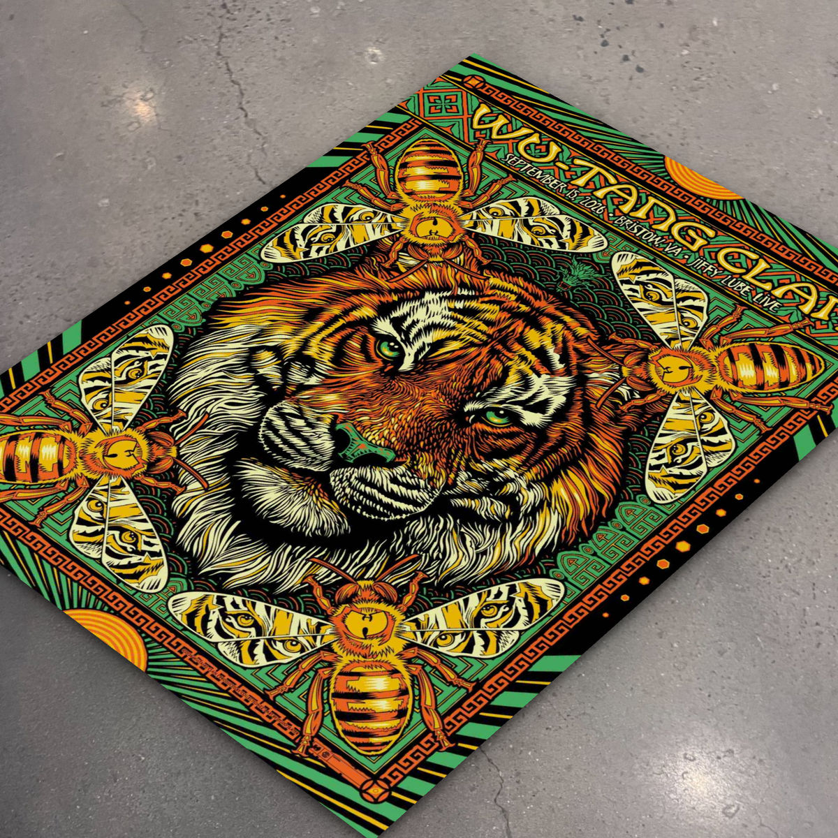 Wu-Tang Clan Bristow Collector's Foil Edition poster lying flat on the shop floor