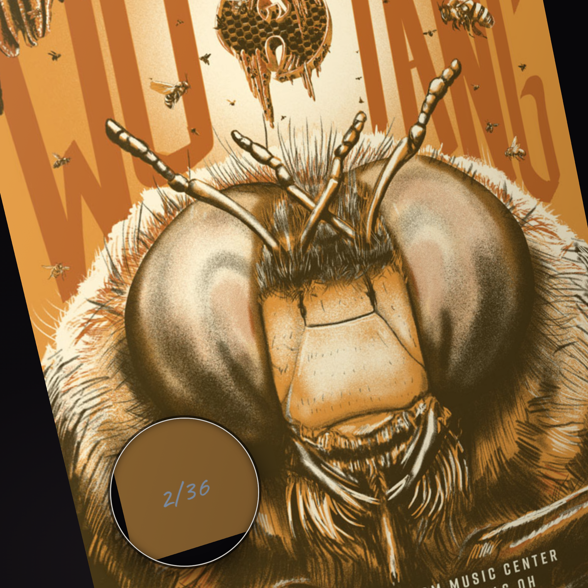 Wu-Tang Clan Cuyahoga Falls poster, individually numbered edition of 36, detail of the hand-numbered serial