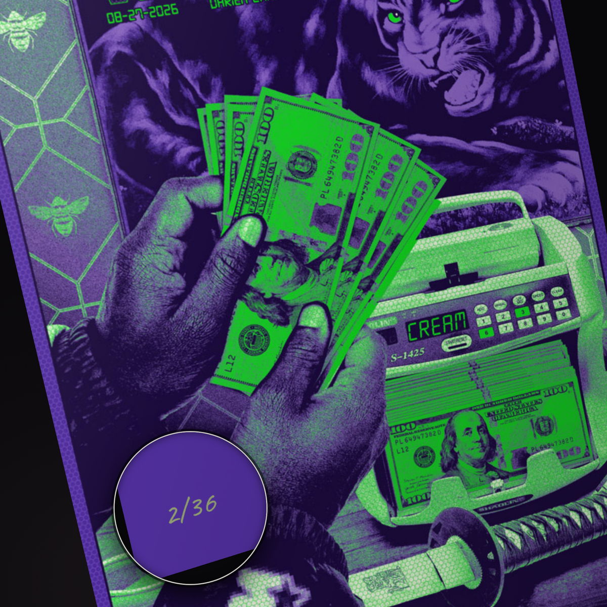 Wu-Tang Clan Darien Center poster, individually numbered edition of 36, detail of the hand-numbered serial