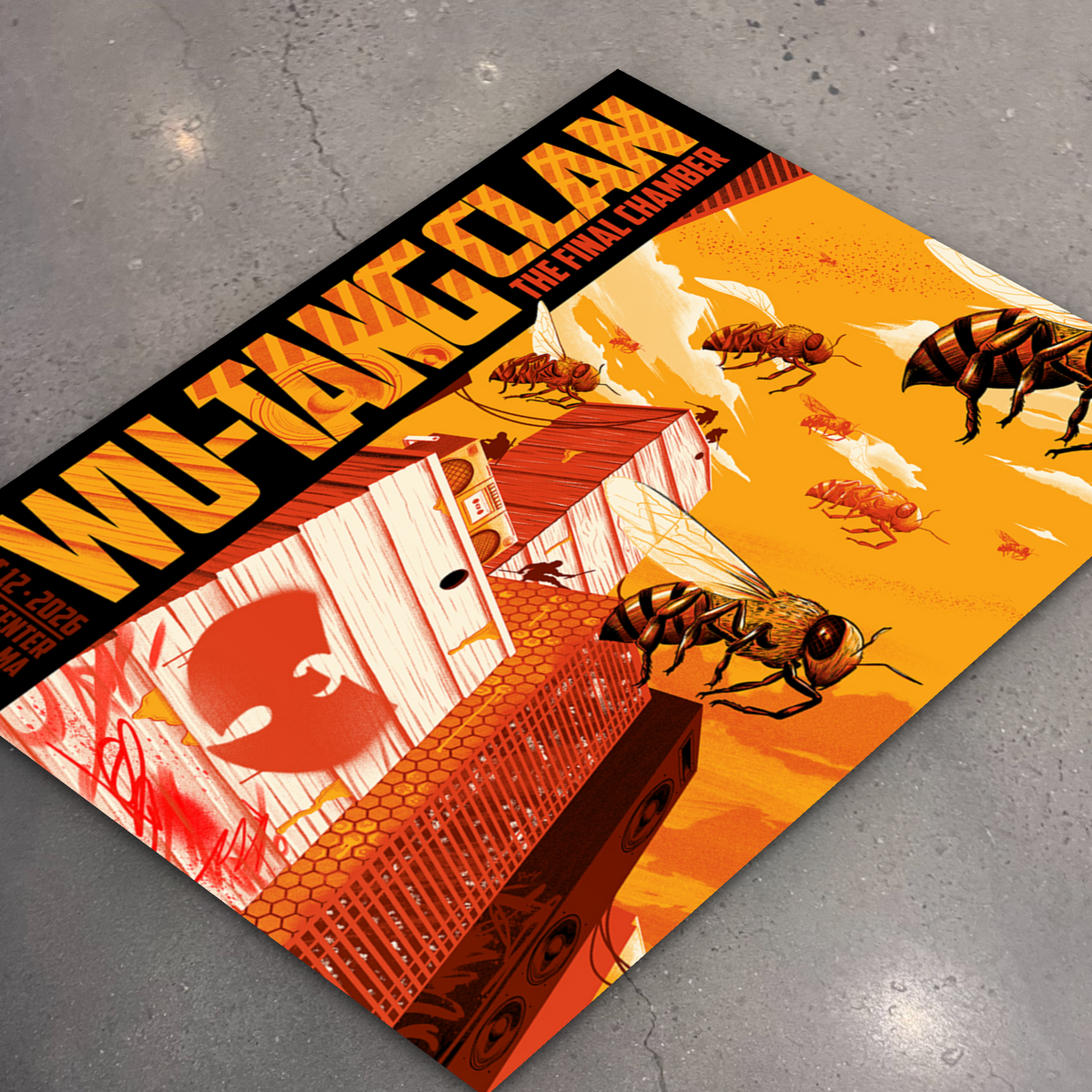 Wu-Tang Clan Mansfield (Collector's Edition) poster lying flat on the shop floor