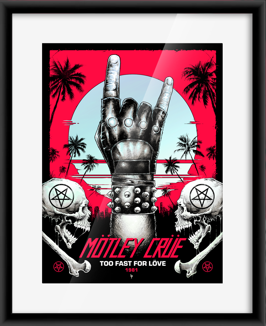 Mötley Crüe Too Fast For Love by Luke Preece (Rainbow Foil) — artwork in setting
