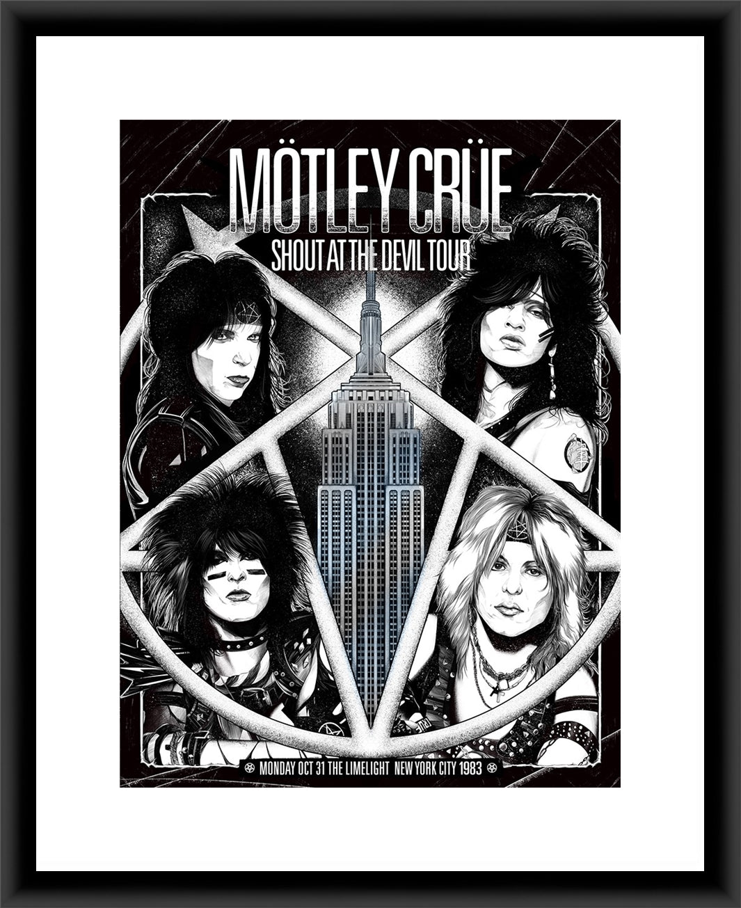 Mötley Crüe New York City 1983 (Silver Foil Edition) — artwork in setting