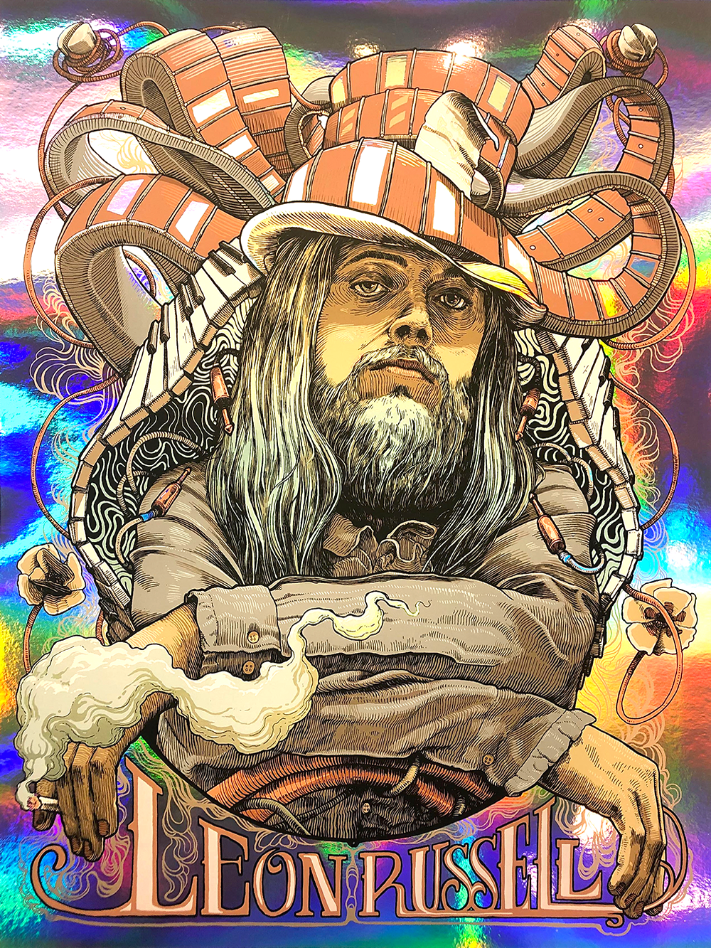 Leon Russell A Song For You 50th Anniversary by Dave Kloc (Rainbow Foil) &mdash; artwork in setting