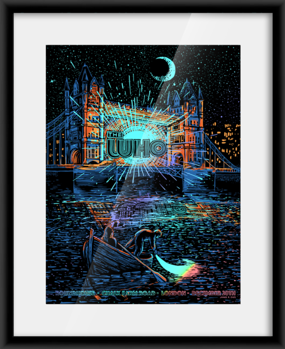 The Who London 1970 by James R. Eads (Rainbow Foil Edition) — artwork in setting