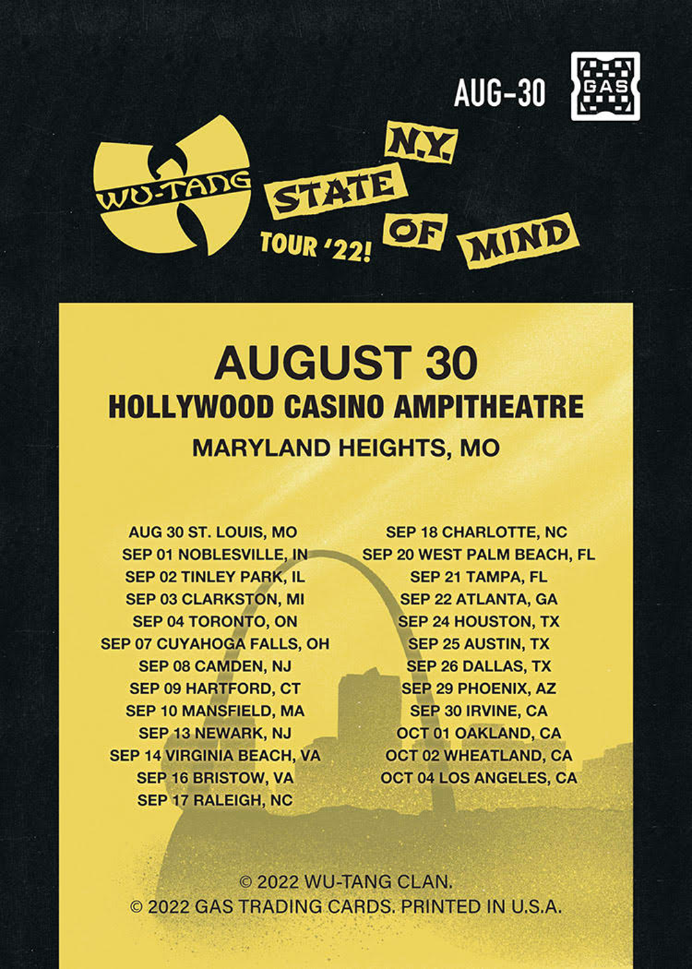 Wu Tang Clan St. Louis August 30, 2022 Print + Trading Card Combo